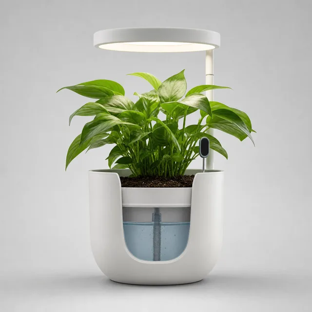 플로라AI 반려식물 자동관리 화분 GrowPot S — 자동급수·광량 / AI 진단